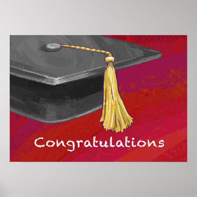 Congratulations Graduate Black and Red Poster (Front)