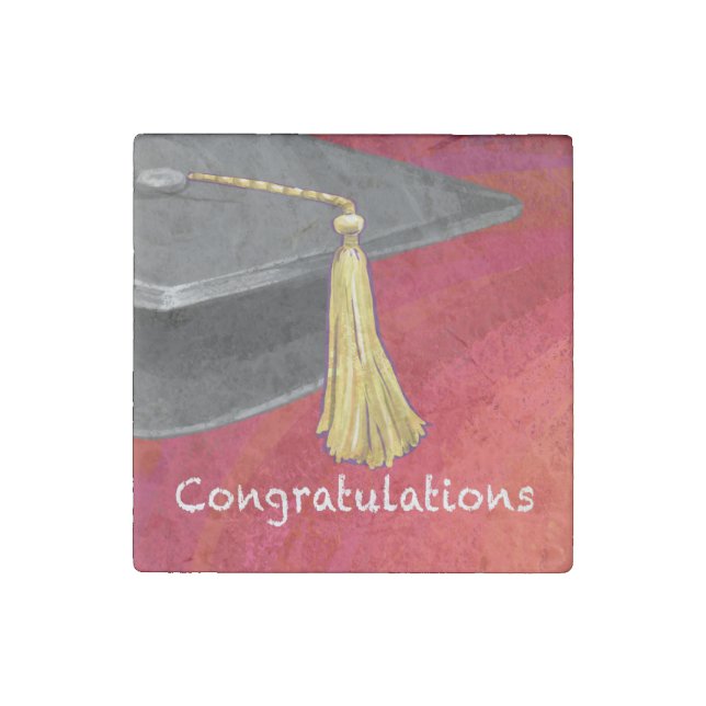 Congratulations Graduate Black and Red Stone Magnet (Front)