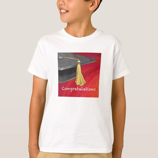 Congratulations Graduate Black and Red T-Shirt (Front)