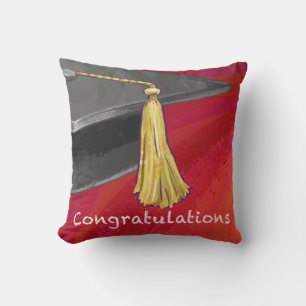 Congratulations Graduate Black and Red Throw Pillow