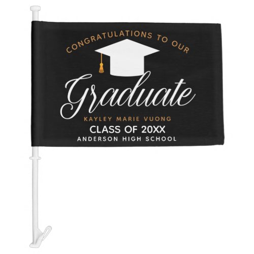 Congratulations Graduate Black Gold 2024 Trendy Car Flag