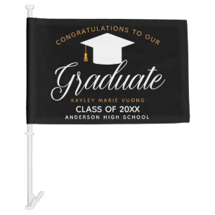 Congratulations Graduate Black Gold 2025 Trendy Car Flag