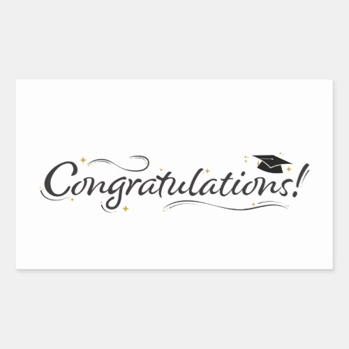 Congratulations Graduate Black  Gold Rectangular Sticker