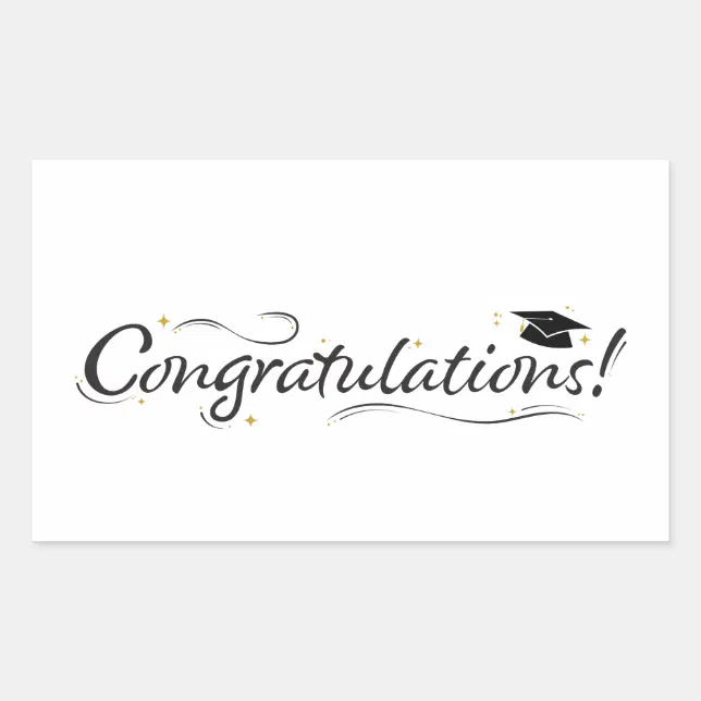 Congratulations Graduate Black & Gold Rectangular Sticker | Zazzle
