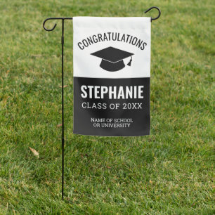 Congratulations Graduate -- Black White Graduation Garden Flag