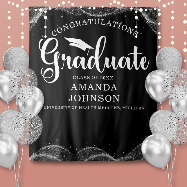 Congratulations Graduate Black White Graduation Tapestry (Creator Uploaded)