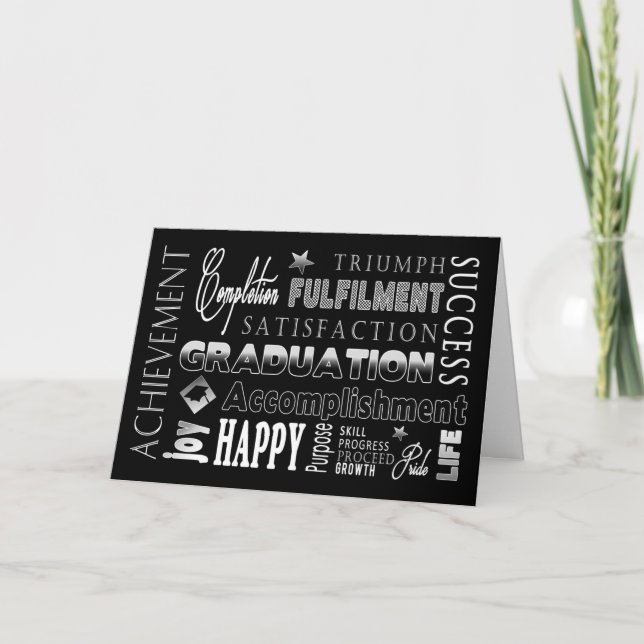 CONGRATULATIONS GRADUATE - BLACK WHITE TYPOGRAPHY CARD (Front)
