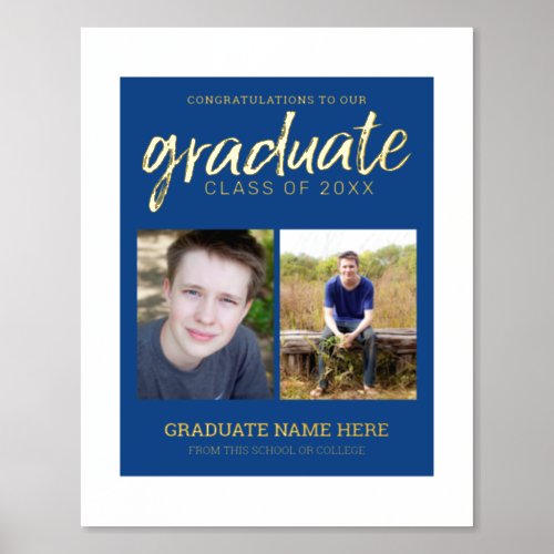 Congratulations Graduate _ Blue _ 2 Photos Party Foil Prints