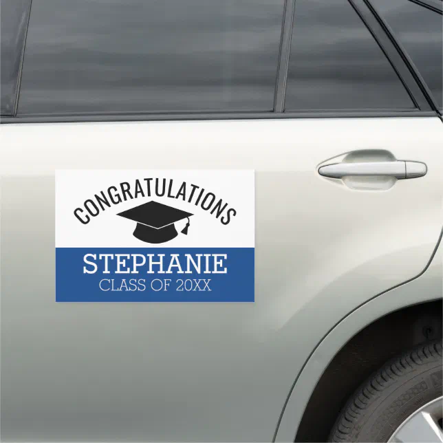Congratulations Graduate - Blue Black Graduation Car Magnet | Zazzle