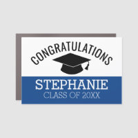 Congratulations Graduate - Blue Black Graduation Car Magnet