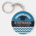 Congratulations Graduate - Blue Black Graduation Keychain