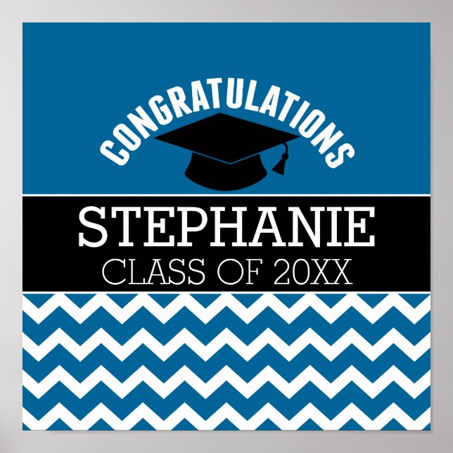 Congratulations Graduate - Blue Black Graduation Poster (Front)
