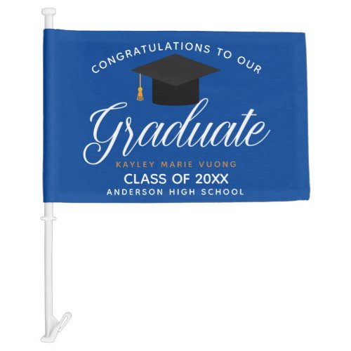 Congratulations Graduate Blue Gold 2024 Graduation Car Flag