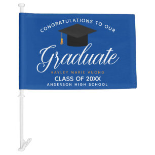 Congratulations Graduate Blue Gold 2026 Graduation Car Flag