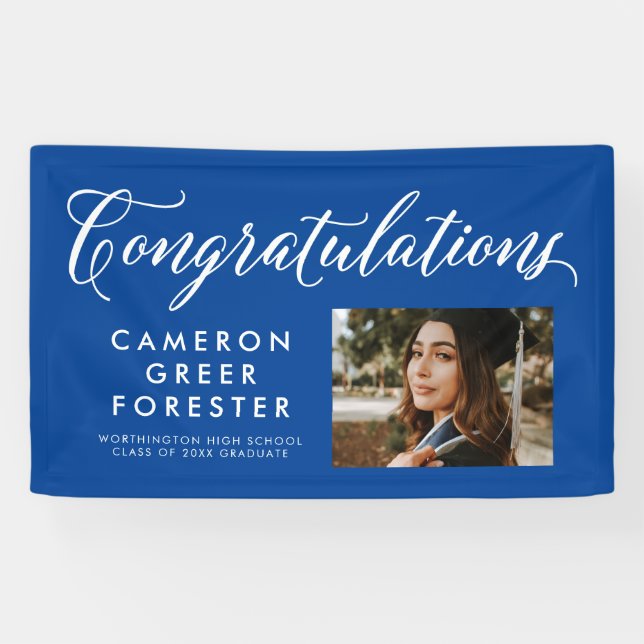 Congratulations graduate blue graduation photo banner (Horizontal)