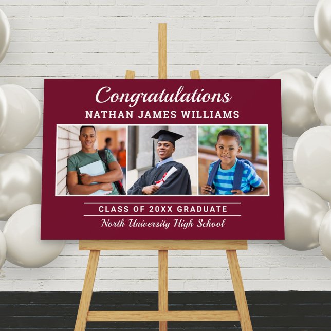 Congratulations Graduate Burgundy Photo Graduation Foam Board (Creator Uploaded)