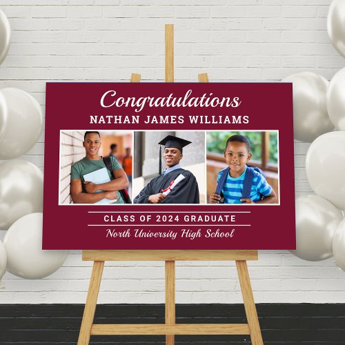 Congratulations Graduate Burgundy Photo Graduation Foam Board