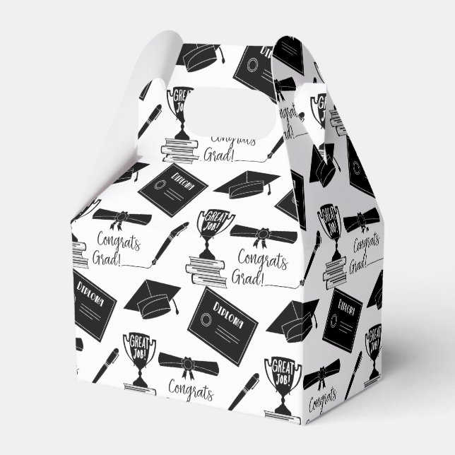 Congratulations Graduate Cap and Diploma Collage Favor Boxes (Front Side)
