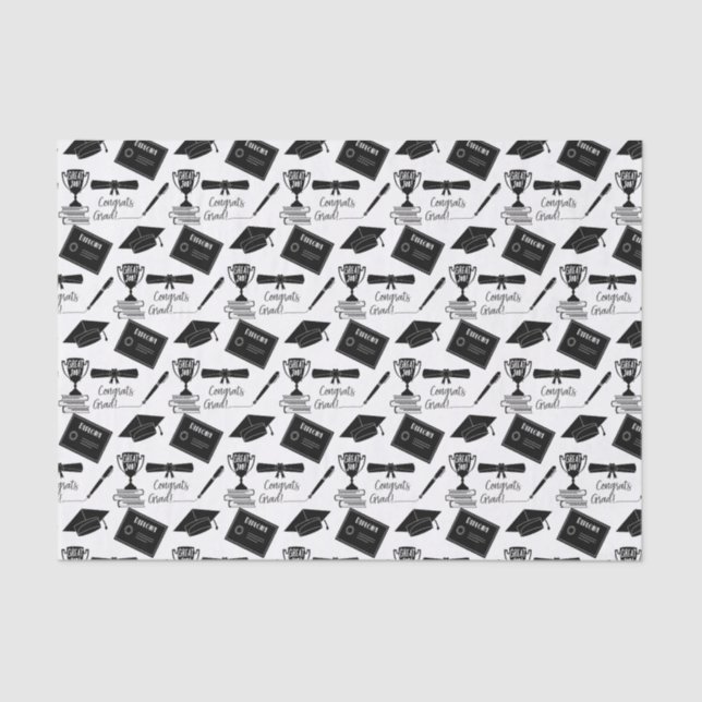 Congratulations Graduate Cap and Diploma Collage Tissue Paper (Front)