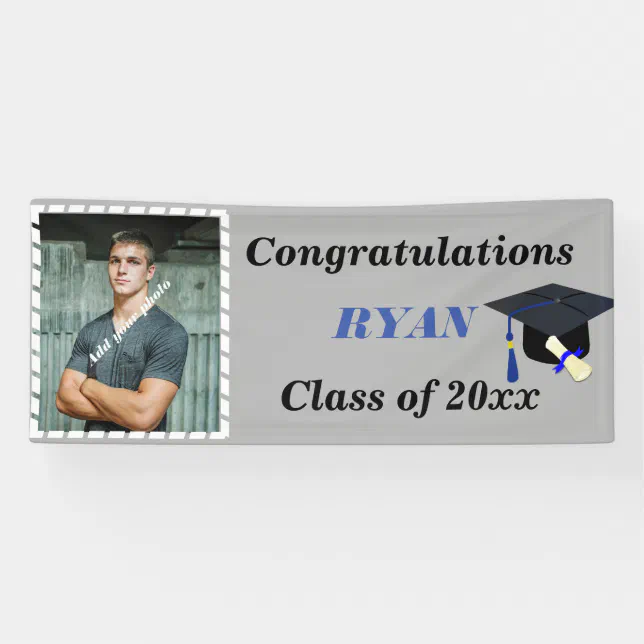 Congratulations Graduate Cap Custom Photo, Banner | Zazzle