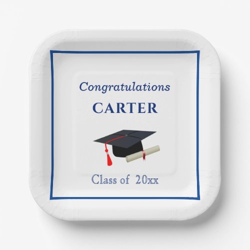 Congratulations Graduate Cap  Diploma Paper Plates