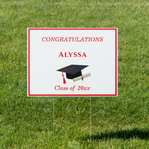 Congratulations Graduate Cap  Diploma Yard Sign