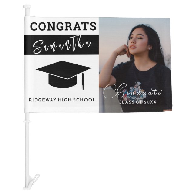 Congratulations Graduate Car Flag - Photo Custom! (Front)