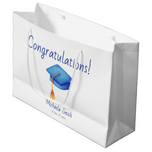 Congratulations Graduate Cerulean Blue Cap Large Gift Bag