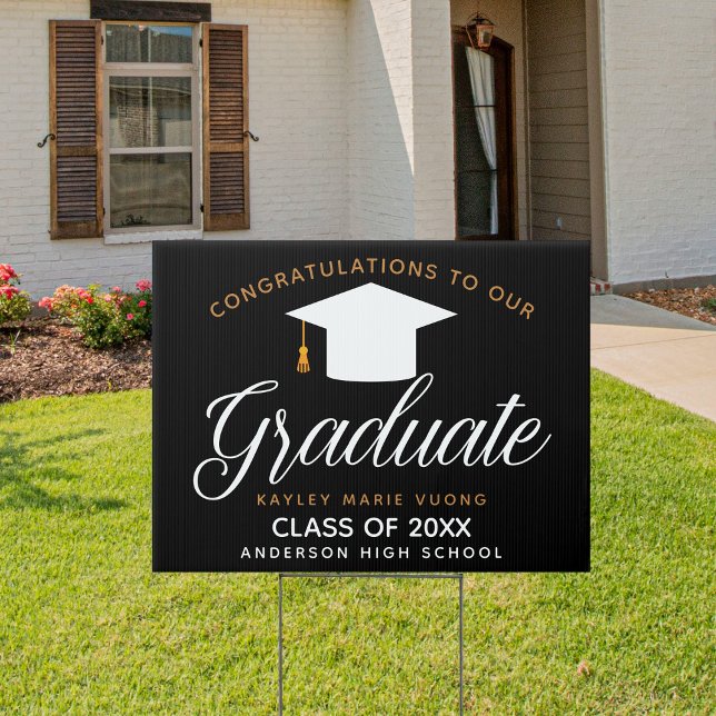 Congratulations Graduate Chic Black Gold 2026 Yard Sign (Creator Uploaded)