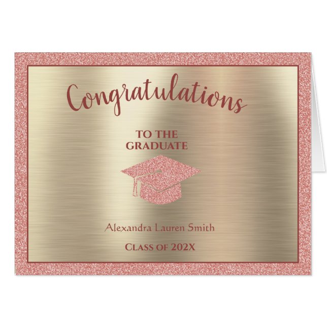Congratulations Graduate Class of 2022 Pink Gold Card (Front Horizontal)
