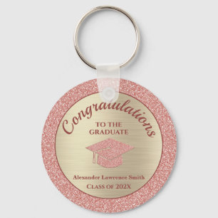 Congratulations Graduate Class of 2024 Pink Gold Keychain