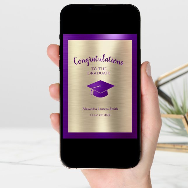 Congratulations Graduate Class of 2024 Purple Gold Card (Front Digital)