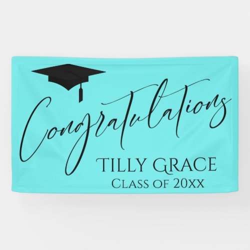 Congratulations Graduate Class of Black on Aqua Banner