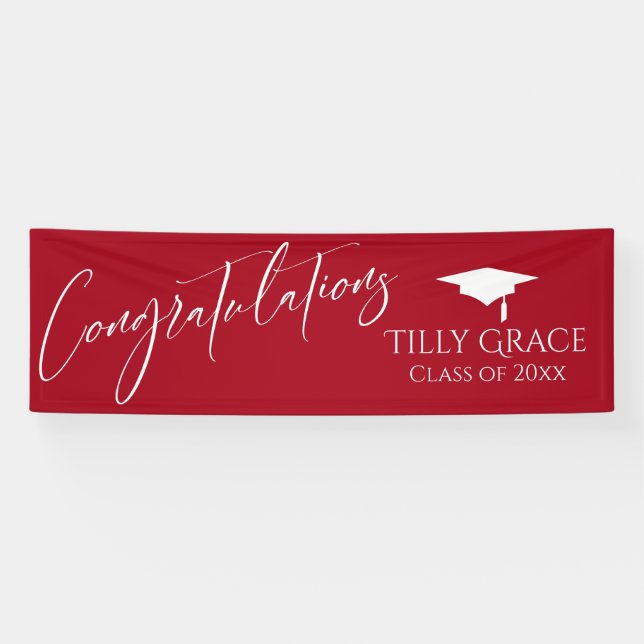 Congratulations Graduate Class of Bright Red Banner (Horizontal)