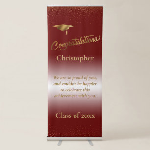 Congratulations Graduate Class of Burgundy Ombre Retractable Banner