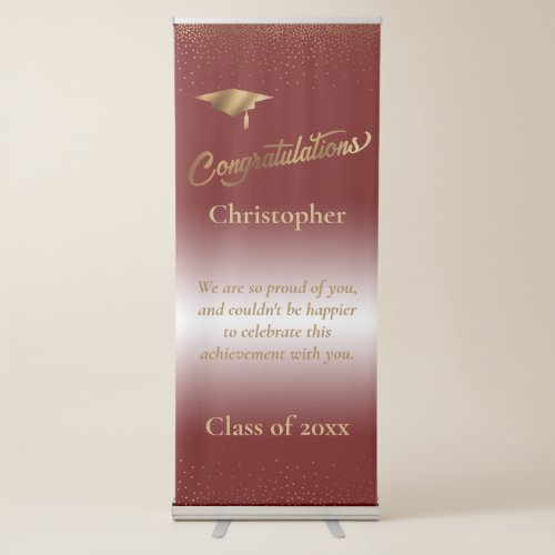 Congratulations Graduate Class of Burgundy Ombre Retractable Banner