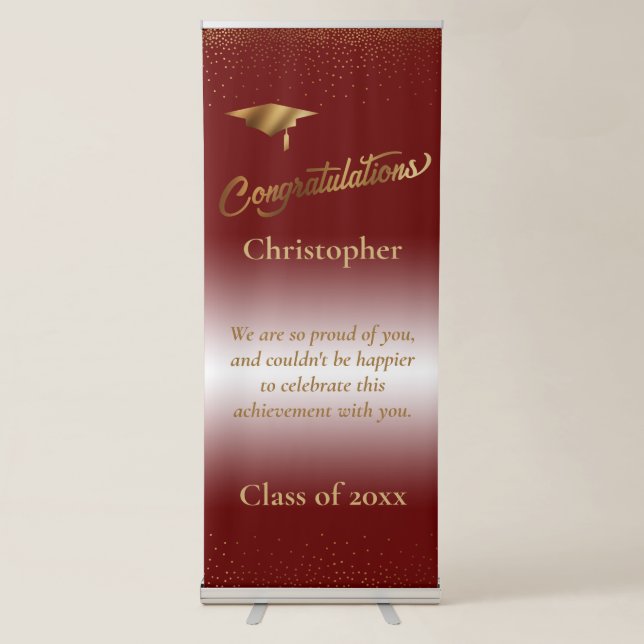 Congratulations Graduate Class of Burgundy Ombre Retractable Banner (Front)