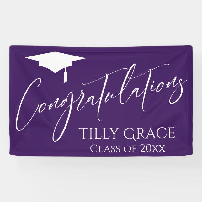 Congratulations Graduate Class of Dark Purple Banner (Horizontal)