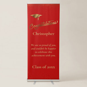 Congratulations Graduate Class of Gold, Bright Red Retractable Banner