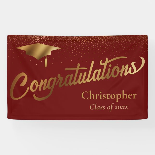 Congratulations Graduate, Class of Gold Burgundy Banner (Horizontal)