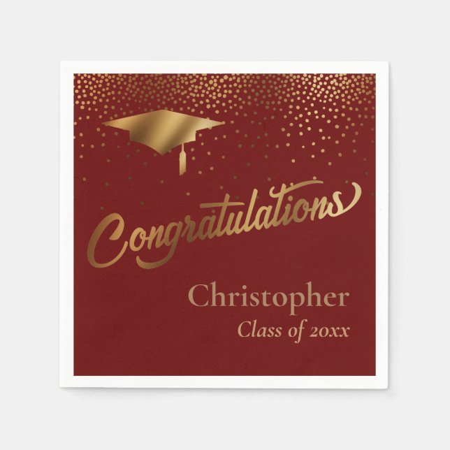 Congratulations Graduate, Class of Gold Burgundy Napkins (Front)