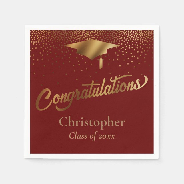Congratulations Graduate, Class of Gold Burgundy Napkins (Front)