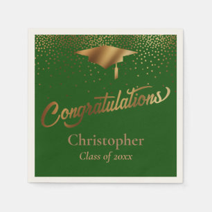 Congratulations Graduate, Class of Gold Dark Green Napkins