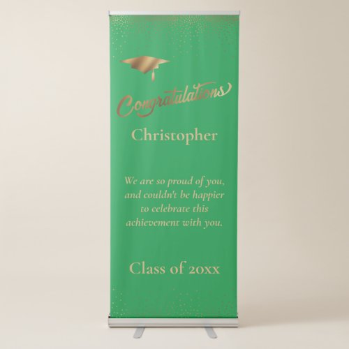 Congratulations Graduate Class of Gold Green Retractable Banner