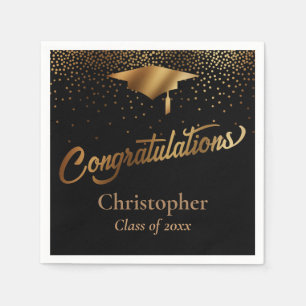 Congratulations Graduate, Class of Gold on Black Napkins