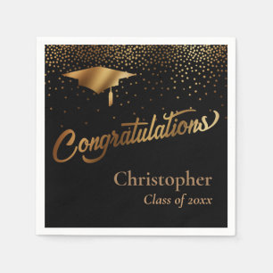 Congratulations Graduate, Class of Gold on Black Napkins