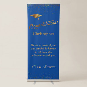 Congratulations Graduate, Class of Gold on Blue Retractable Banner
