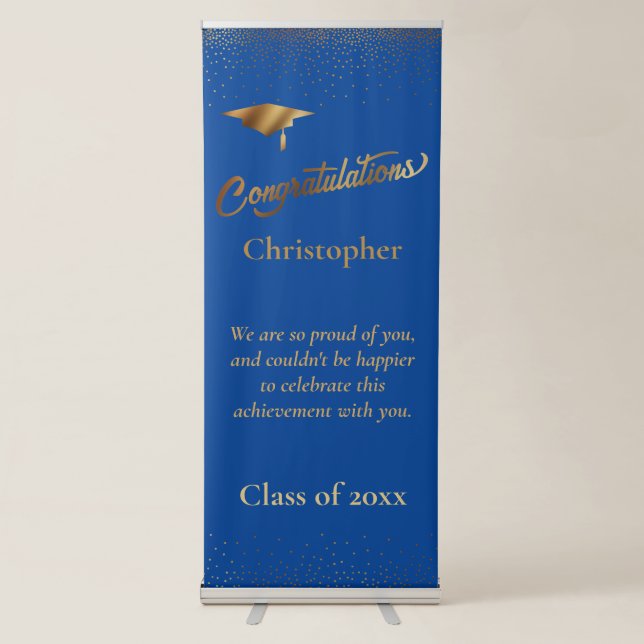 Congratulations Graduate, Class of Gold on Blue Retractable Banner (Front)