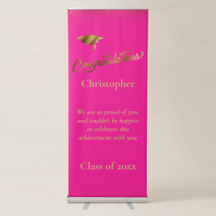 Congratulations Graduate Class of Gold on Hot Pink Retractable Banner