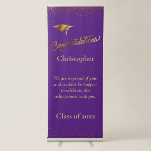 Congratulations Graduate, Class of Gold on Purple Retractable Banner